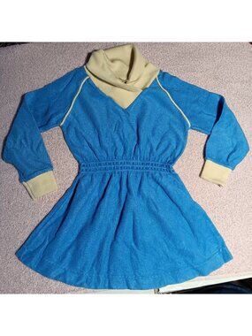 Vintage Girls 3T Dress 80's Valley Girl Velour Elastic Waist Cowl Neck V-Neck